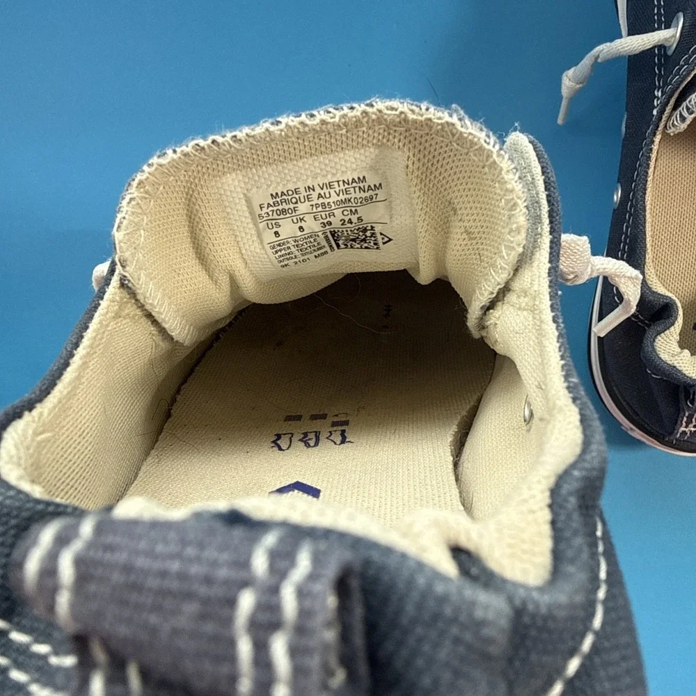 Size 8Women's Converse All Star Low Top Shoes Dark Blue Scrunchie Back - Picture 4 of 6